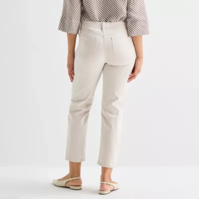 Liz Claiborne Womens Ankle High Rise Cropped Pant