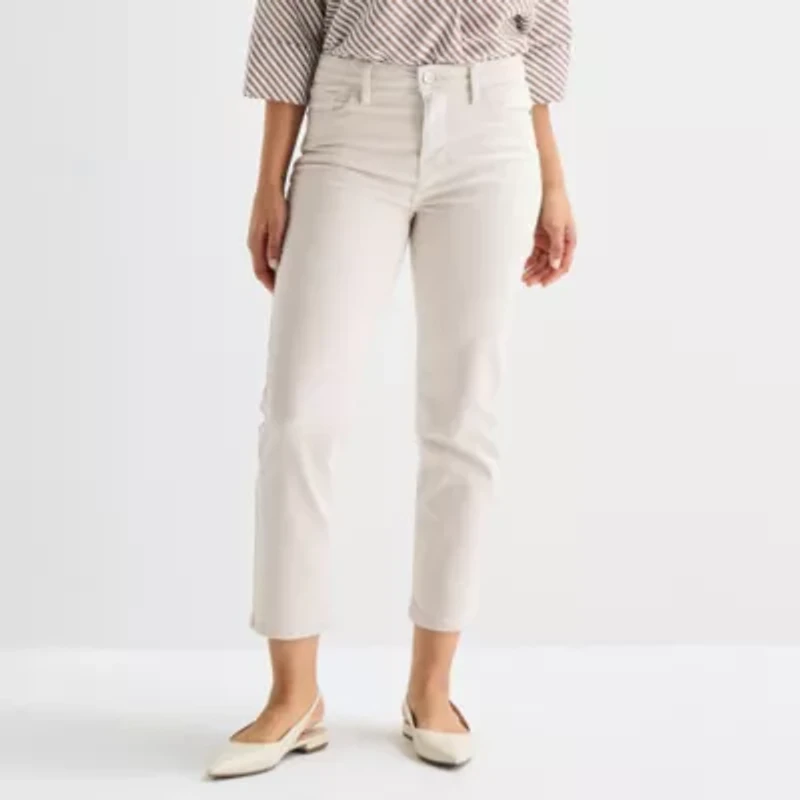 Liz Claiborne Womens Ankle High Rise Cropped Pant