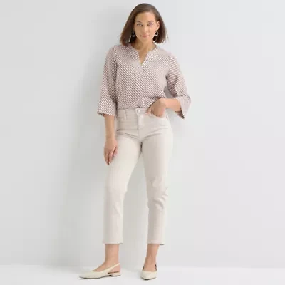 Liz Claiborne Womens Ankle High Rise Cropped Pant