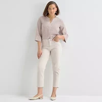 Liz Claiborne Womens Ankle High Rise Cropped Pant