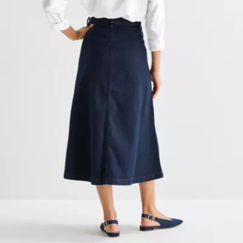 Liz Claiborne Womens Mid Rise Long A-Line Skirt