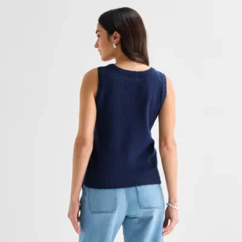 St. John's Bay Womens V Neck Sleeveless Pullover Sweater