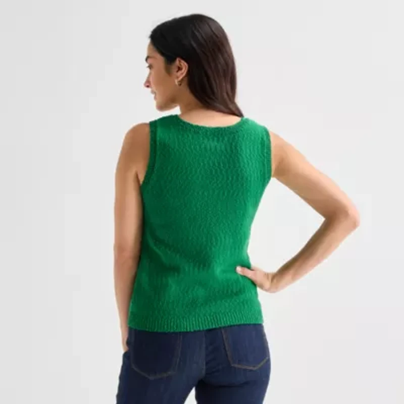 St. John's Bay Womens V Neck Sleeveless Pullover Sweater