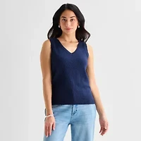 St. John's Bay Womens V Neck Sleeveless Pullover Sweater