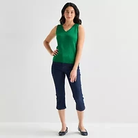 St. John's Bay Womens V Neck Sleeveless Pullover Sweater