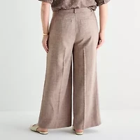 Liz Claiborne Womens Plus Wide Leg Trouser