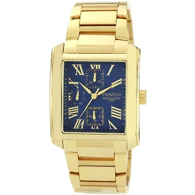 Armitron® Mens Blue & Gold-Tone Rectangular Watch