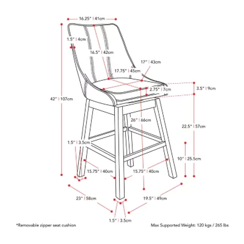 Corliving Boston Dining Collection 2-pc. Upholstered Bar Stool