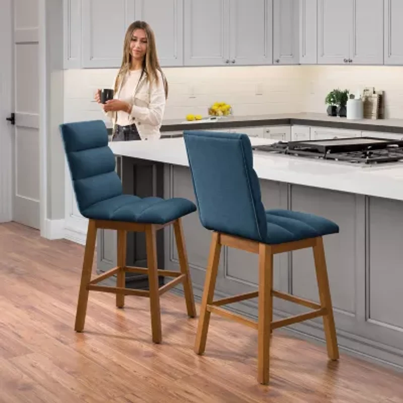Corliving Boston Dining Collection 2-pc. Upholstered Tufted Bar Stool