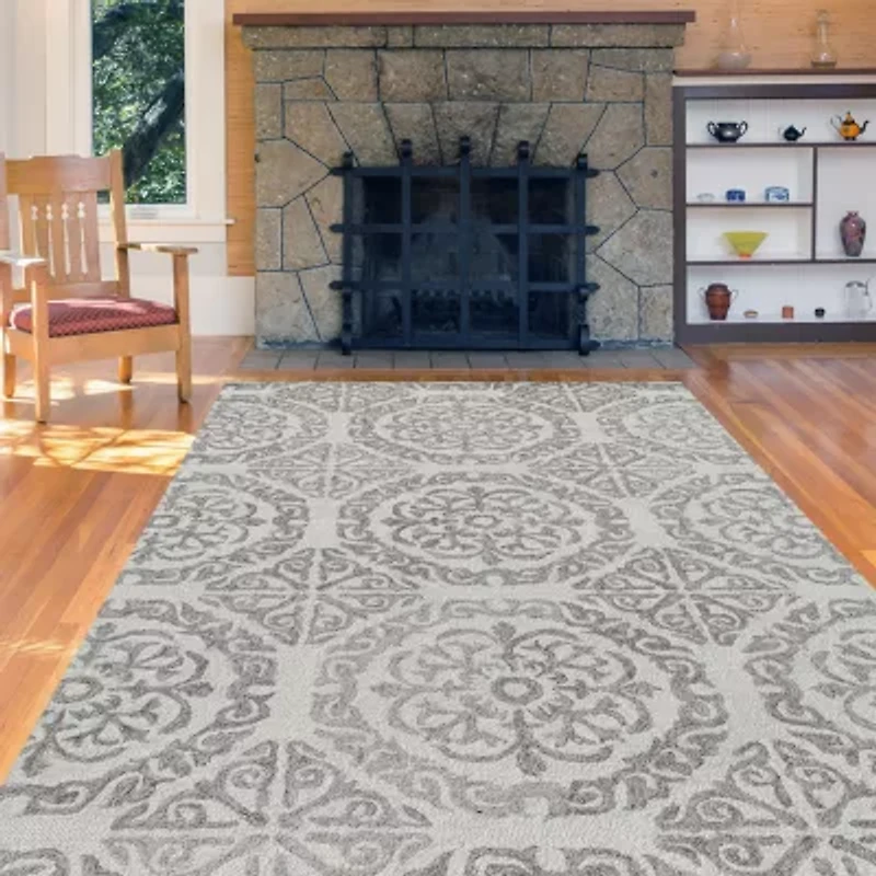 Boston 1 Medallion Hand Tufted Indoor Rectangular Accent Rug
