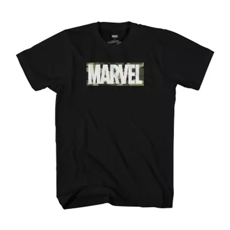 Big & Tall Mens Marvel Camo Logo Crew Neck Graphic T-Shirt