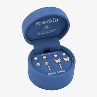 Sparkle Allure Womens Simulated Pearl 14K Gold Over Brass Butterfly Flower 5 Pair Earring Set