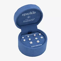 Sparkle Allure Womens Simulated Pearl Round Star 5 Pair Earring Set