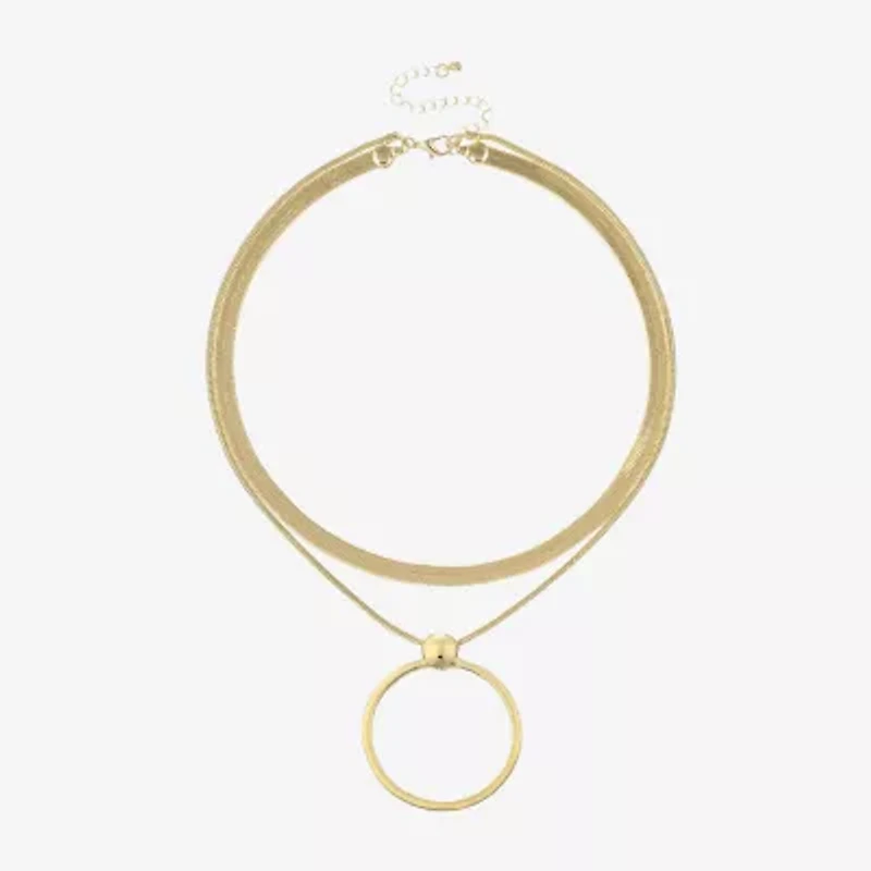 Bold Elements Gold Tone Womens 18 Inch Pendant Necklace