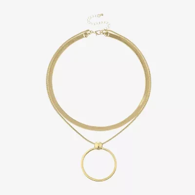 Bold Elements Gold Tone Womens 18 Inch Pendant Necklace