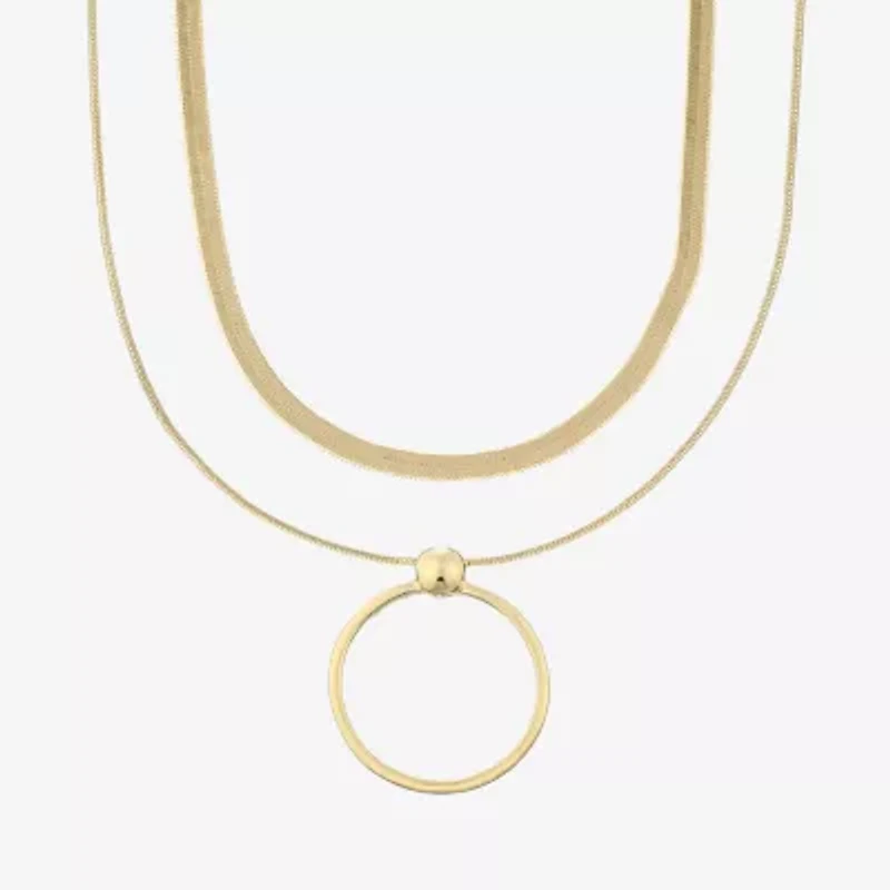 Bold Elements Gold Tone Womens 18 Inch Pendant Necklace