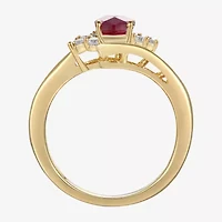 Womens Gemstone 14K Gold Over Silver Crossover Side Stone Cocktail Ring