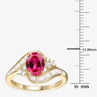 Womens Gemstone 14K Gold Over Silver Crossover Side Stone Cocktail Ring