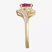 Womens Gemstone 14K Gold Over Silver Crossover Side Stone Cocktail Ring