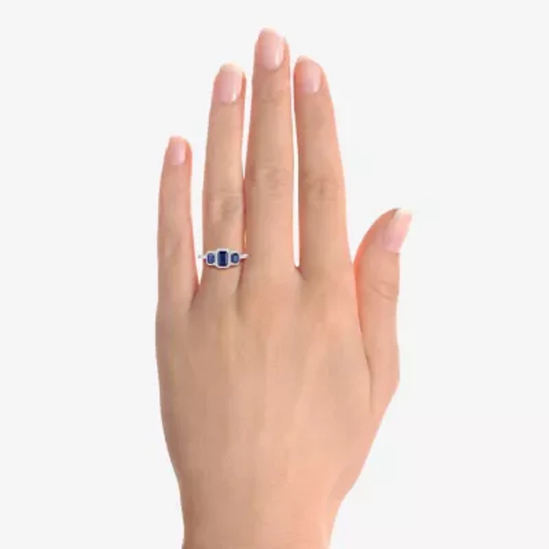 Womens Gemstone 14K Gold Over Silver Halo 3-Stone Cocktail Ring