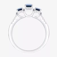 Womens Gemstone 14K Gold Over Silver Halo 3-Stone Cocktail Ring
