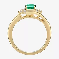 Womens Gemstone 14K Gold Over Silver Crossover Side Stone Cocktail Ring