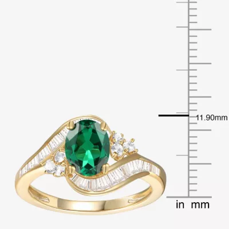 Womens Gemstone 14K Gold Over Silver Crossover Side Stone Cocktail Ring