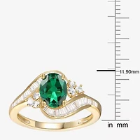 Womens Gemstone 14K Gold Over Silver Crossover Side Stone Cocktail Ring