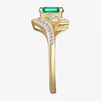 Womens Gemstone 14K Gold Over Silver Crossover Side Stone Cocktail Ring