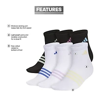 adidas Little & Big Girls 6 Pair Quarter Socks