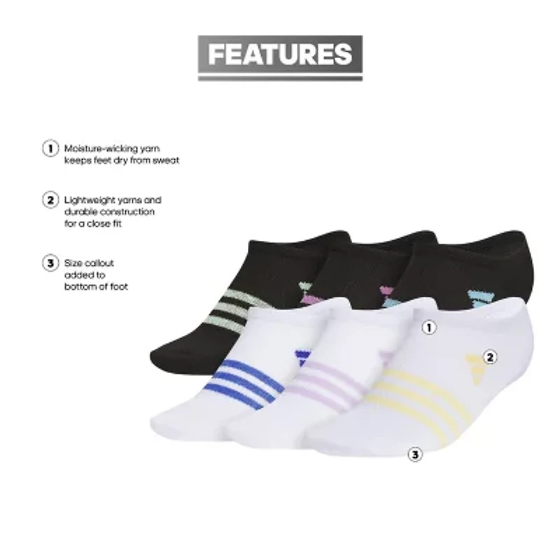 adidas Little & Big Kid Girls 6 Pair No Show Socks