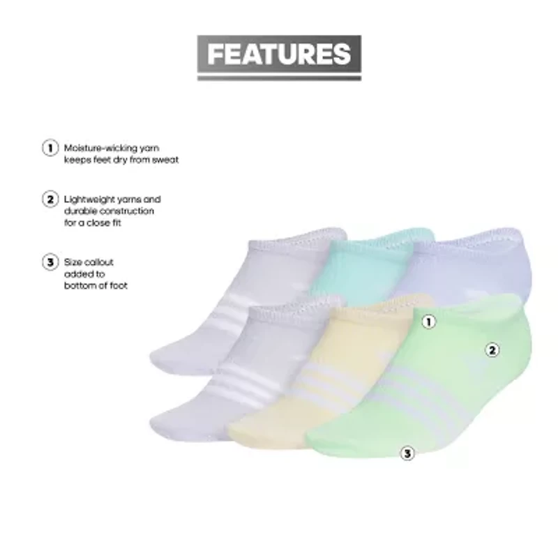 adidas Little & Big Kid Girls 6 Pair No Show Socks