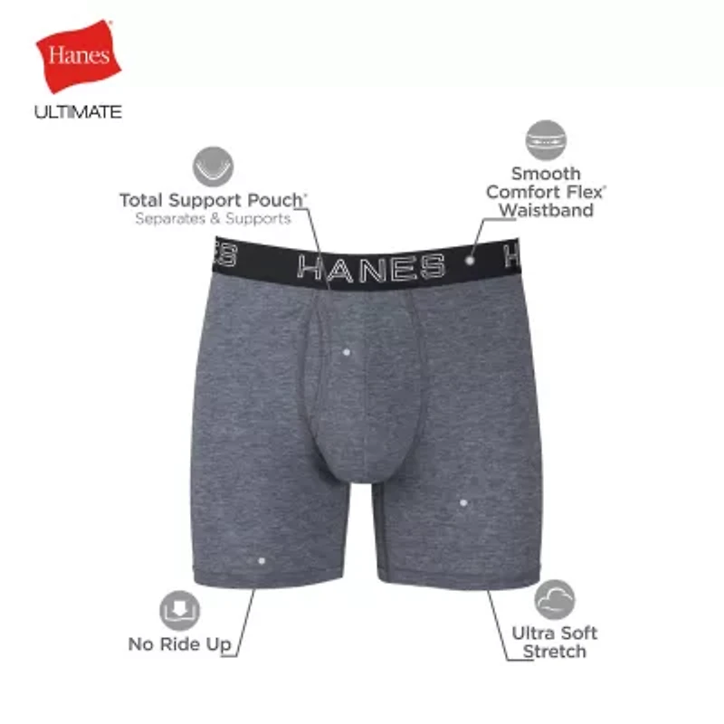 Hanes Ultimate Comfort Flex Fit Total Support Pouch Mens 4 Pack Boxer Briefs Ufsba4