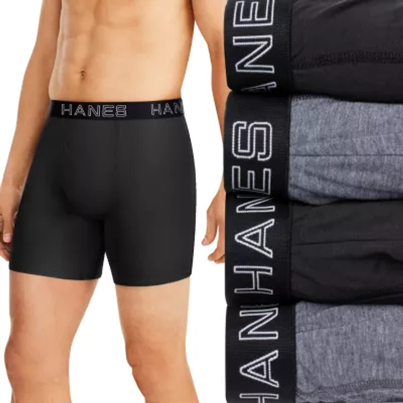 Hanes Ultimate Comfort Flex Fit Total Support Pouch Mens 4 Pack Boxer Briefs Ufsba4