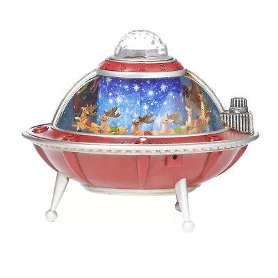 Roman 8.75" Led Ufo Ship Lighted Christmas Tabletop Decor