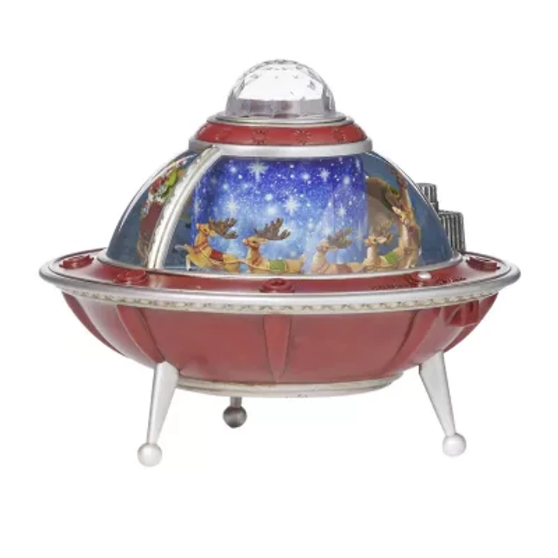 Roman 8.75" Led Ufo Ship Lighted Christmas Tabletop Decor