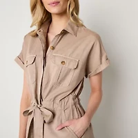 a.n.a Womens Short Sleeve Midi Shirt Dress