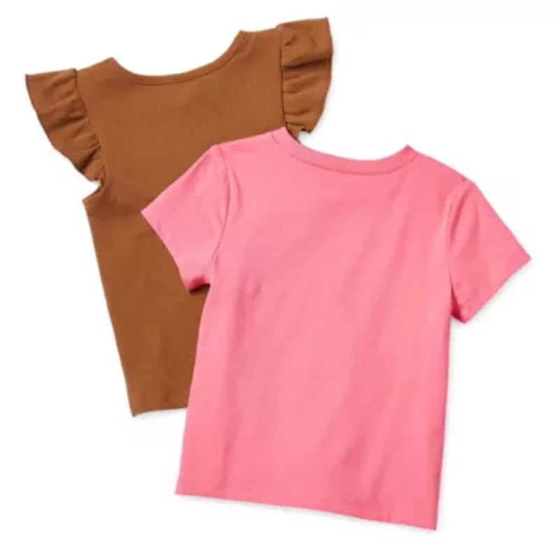 Okie Dokie Toddler & Little Girls Round Neck Short Sleeve 2-pc. T-Shirt