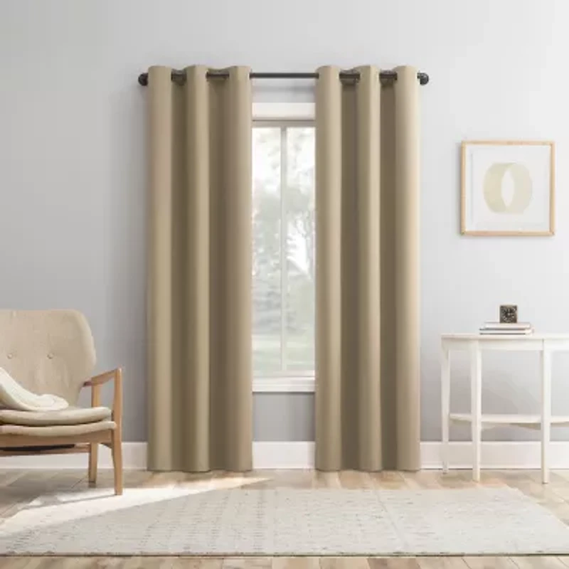 Sun Zero Arbor Embroidered Grommet Top Blackout Set of 4 Curtain Panel