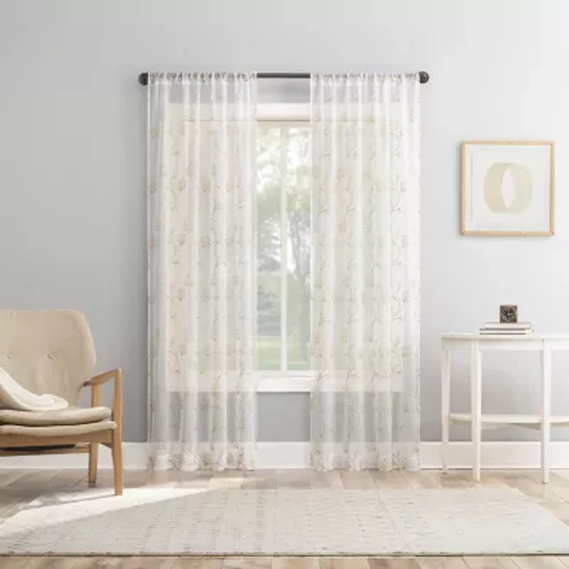Sun Zero Arbor Embroidered Grommet Top Blackout Set of 4 Curtain Panel