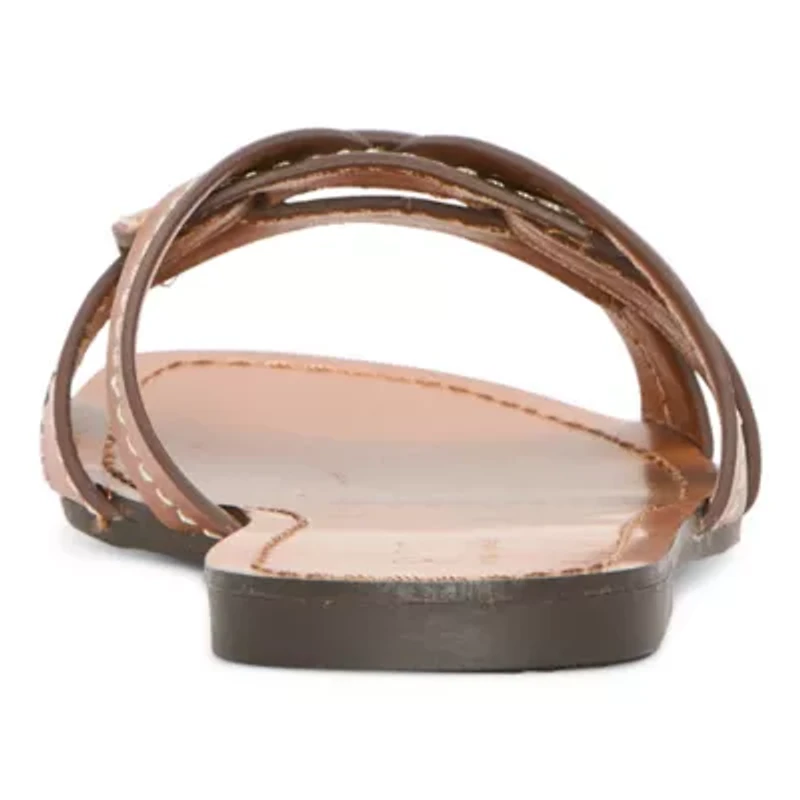 a.n.a Womens Contrast Stitch Slide Sandals