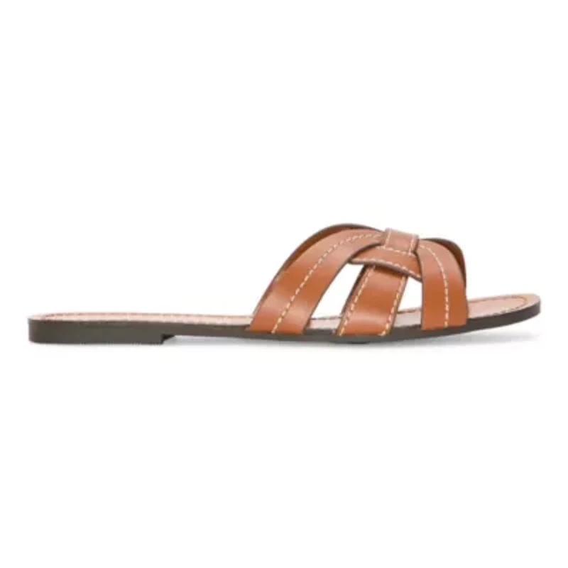 a.n.a Womens Contrast Stitch Slide Sandals