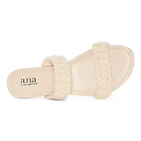 a.n.a Womens Double Band Crochet Slide Sandals