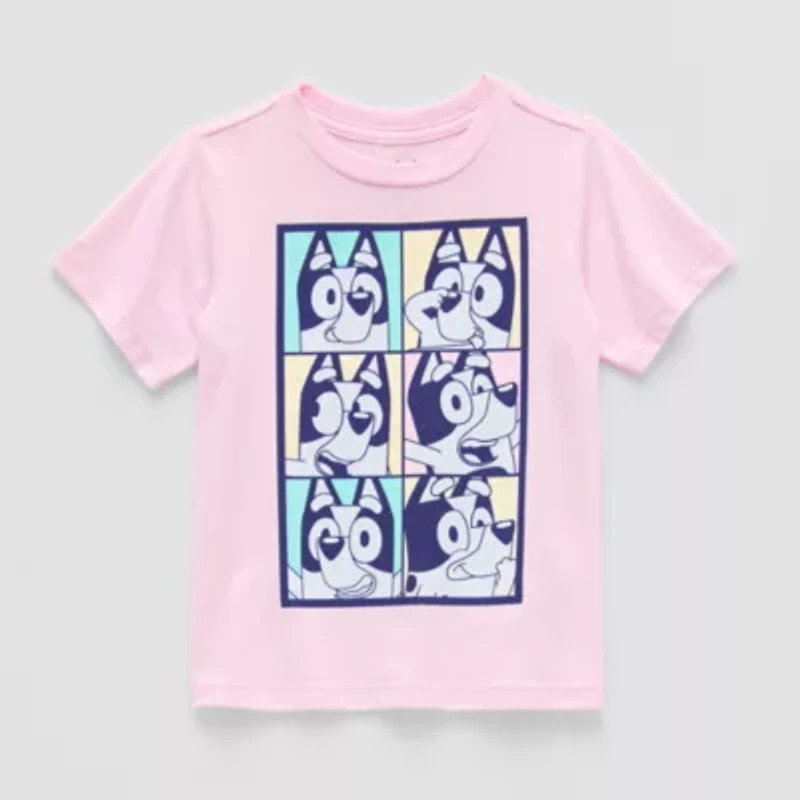 Toddler Girls Crew Neck Short Sleeve Regular Fit Bluey Graphic T-Shirt