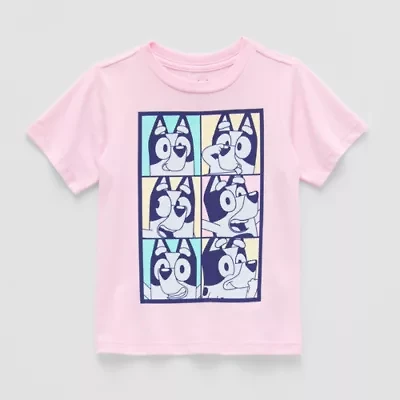 Toddler Girls Crew Neck Short Sleeve Regular Fit Bluey Graphic T-Shirt