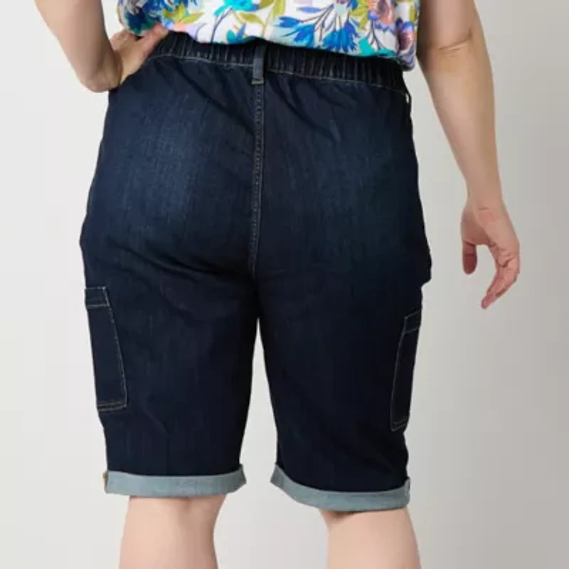 St. John's Bay Womens 11 1/2" Mid Rise Plus Seated Wear Bermuda Short