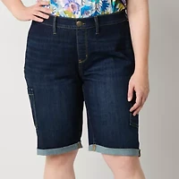 St. John's Bay Womens 11 1/2" Mid Rise Plus Seated Wear Bermuda Short