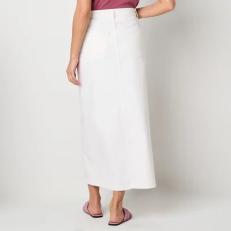 a.n.a Womens High Rise Long Denim Skirt