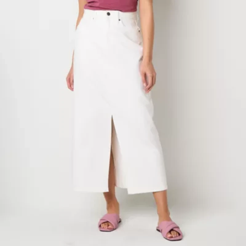 a.n.a Womens High Rise Long Denim Skirt
