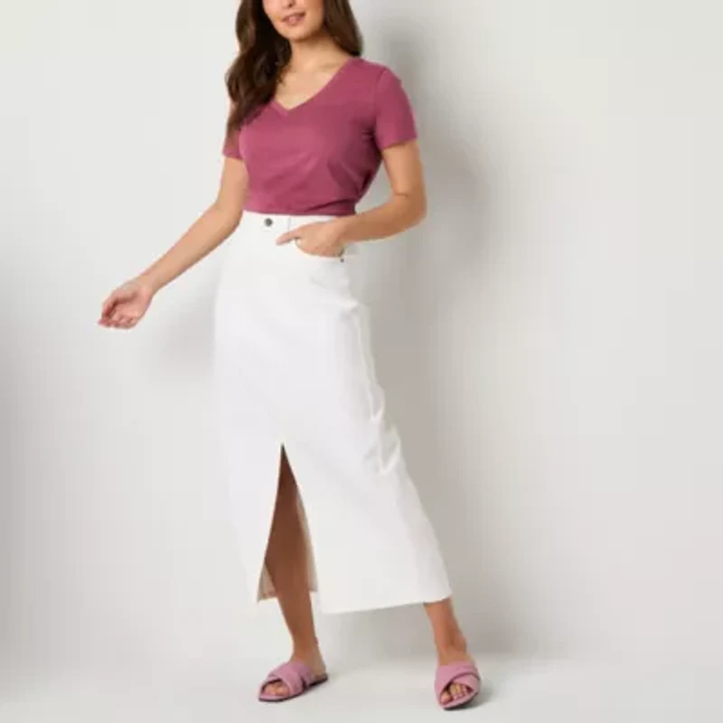 a.n.a Womens High Rise Long Denim Skirt